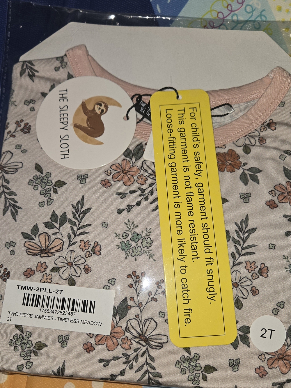 The Sleepy Sloth Timeless Meadow Two-Piece Jammies in Blush Pink Bamboo